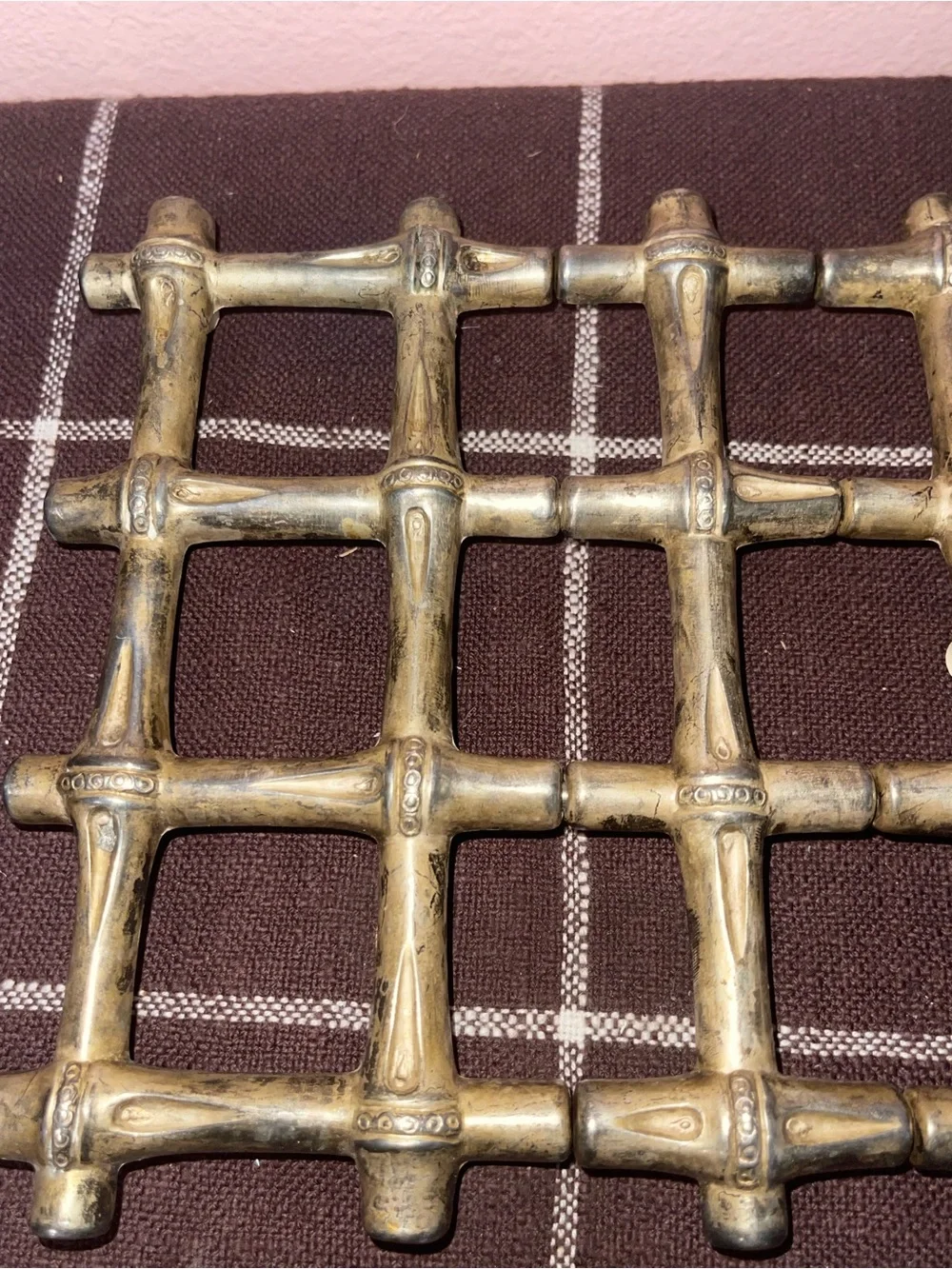 Leonard Silverplate Expandable Bamboo Trivet Made in Italy Vintage